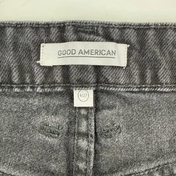 Good American Black Distressed High Rise Cutoff Denim Shorts Size 4/27 - Picture 4 of 8